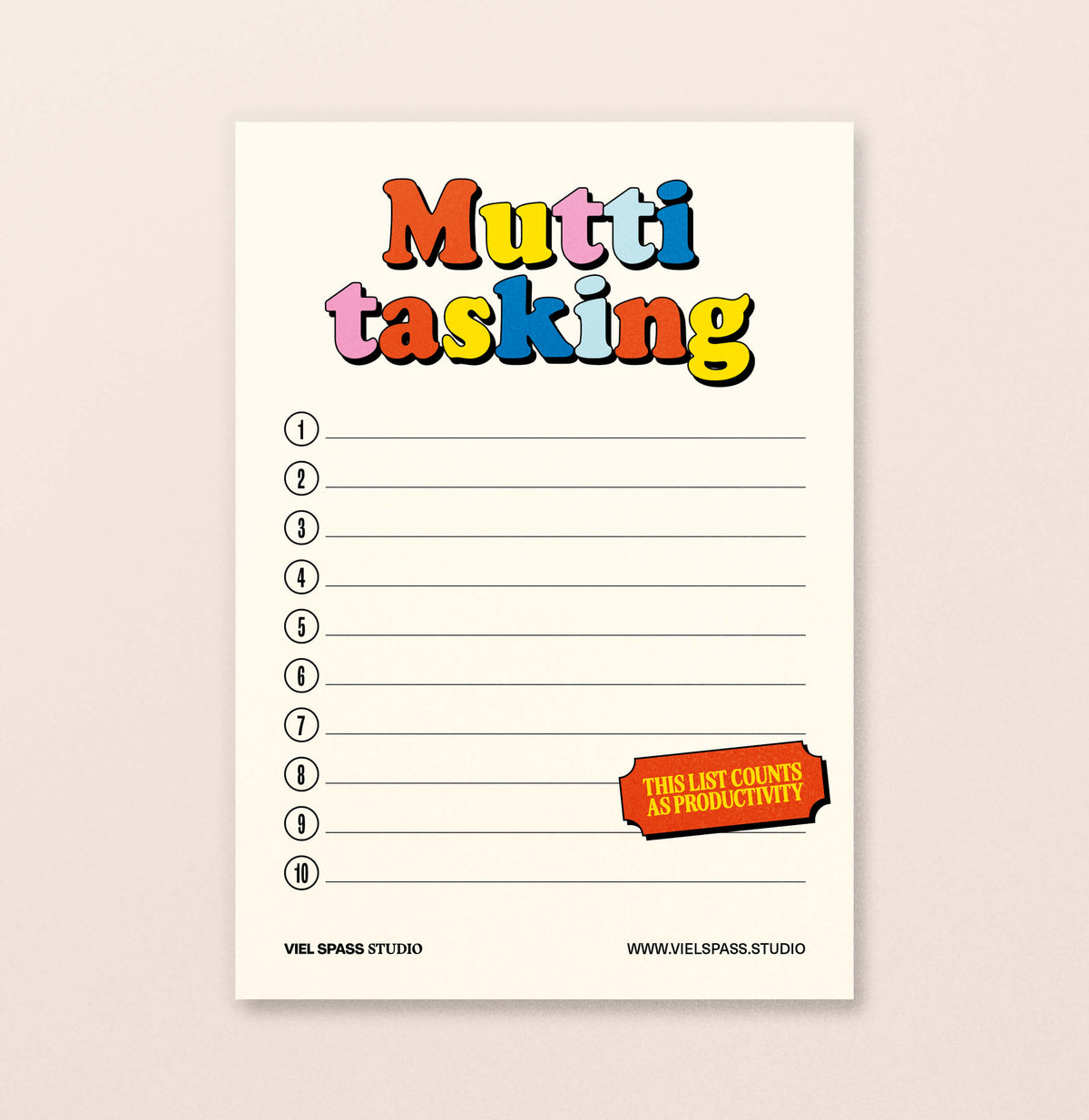 "Mutti Tasking" Block, 50 Seiten – Viel Spass Studio ***PREORDER***