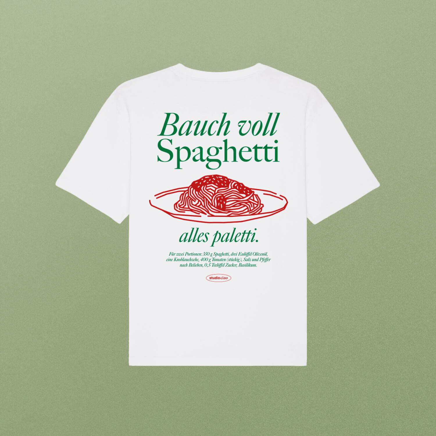 "Bauch voll Spaghetti, alles paletti" T-Shirt (unisex) – studio ciao